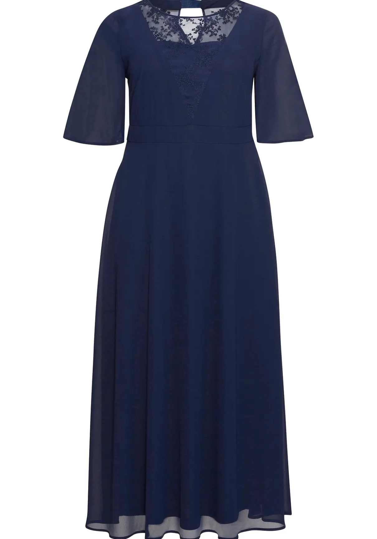 Abendkleid aus Chiffon, mit Spitzen-Einsatz