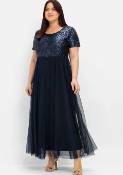 Abendkleid in A-Linie, mit Pailletten