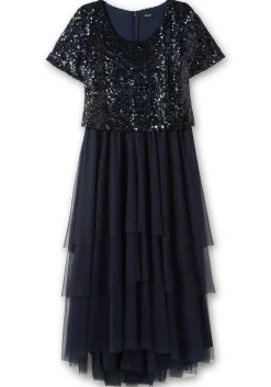 Abendkleid mit lose fallendem Paillettenoberteil