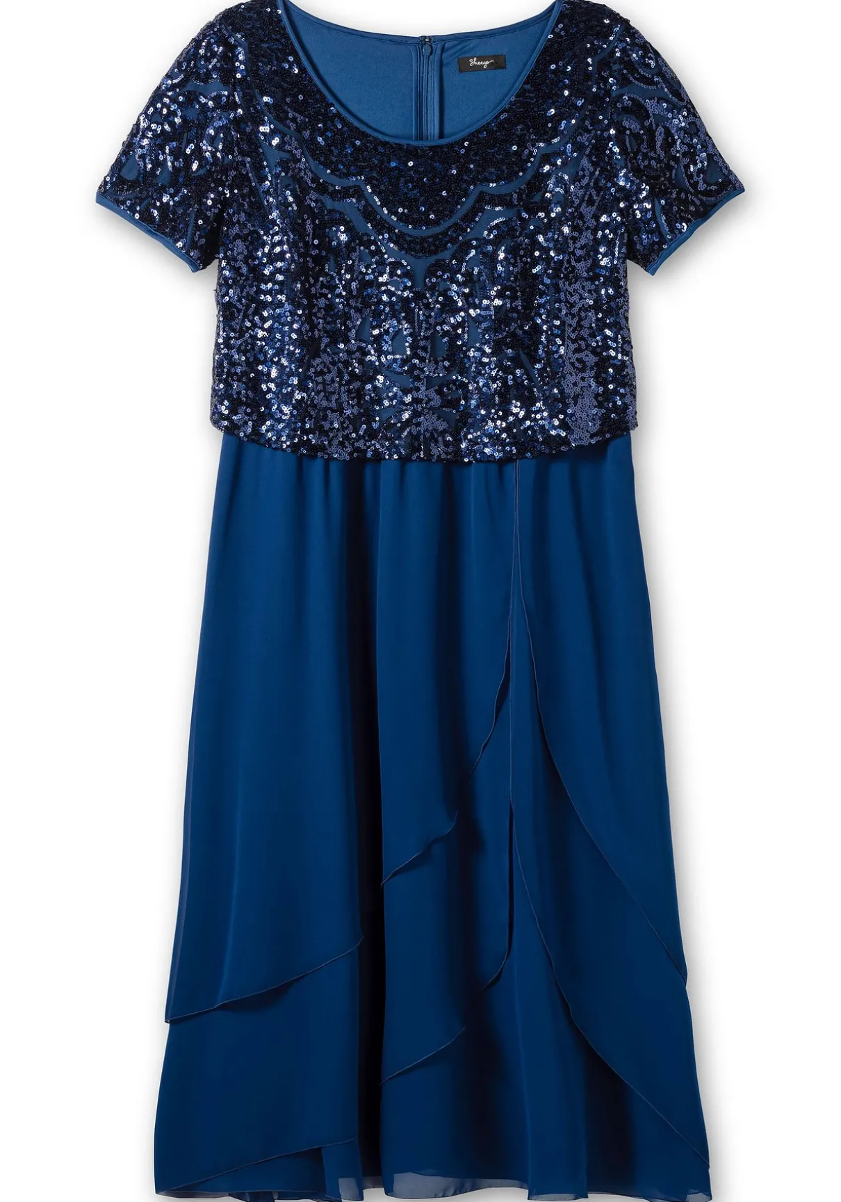 Abendkleid mit Paillettenoberteil und Lagen-Rock