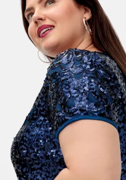 Abendkleid mit Paillettenoberteil und Lagen-Rock