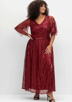 Abendkleid mit Pailletten und Meshrock