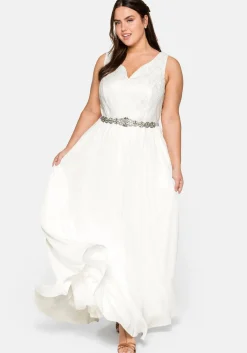 Abendkleid mit Spitzenoberteil und Chiffonrock