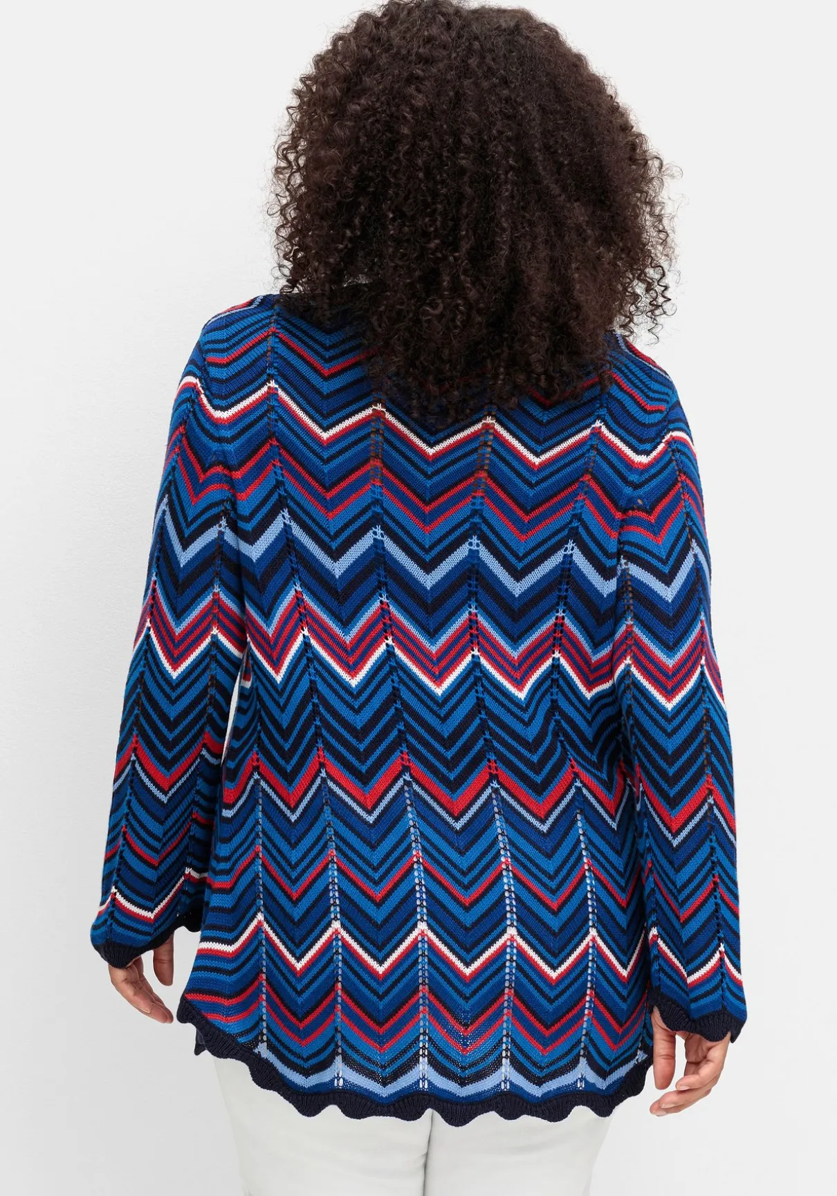 Ajour-Strickjacke im Zickzackmuster