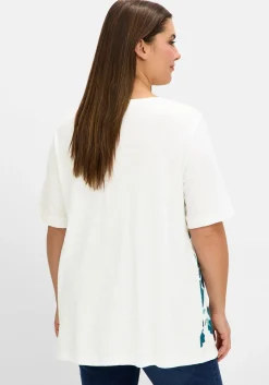 A-Linien-Shirt mit Floral-Druck und Stickerei