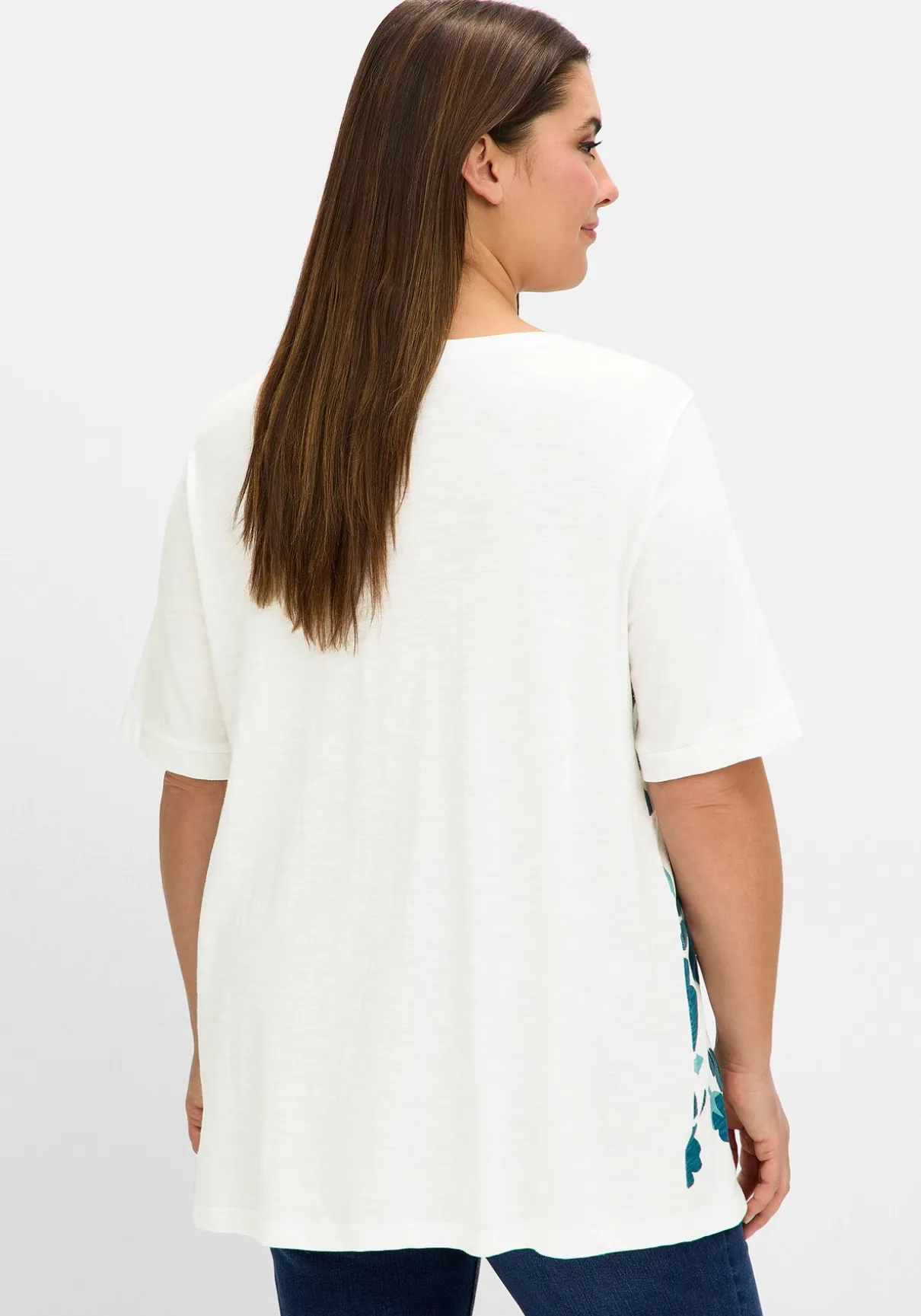 A-Linien-Shirt mit Floral-Druck und Stickerei