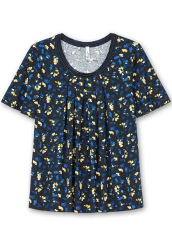 A-Linien-Shirt mit Kellerfalten und Blumendruck