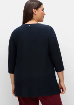 3/4-Arm-Shirt aus Rippjersey, mit Kellerfalte, in A-Linie