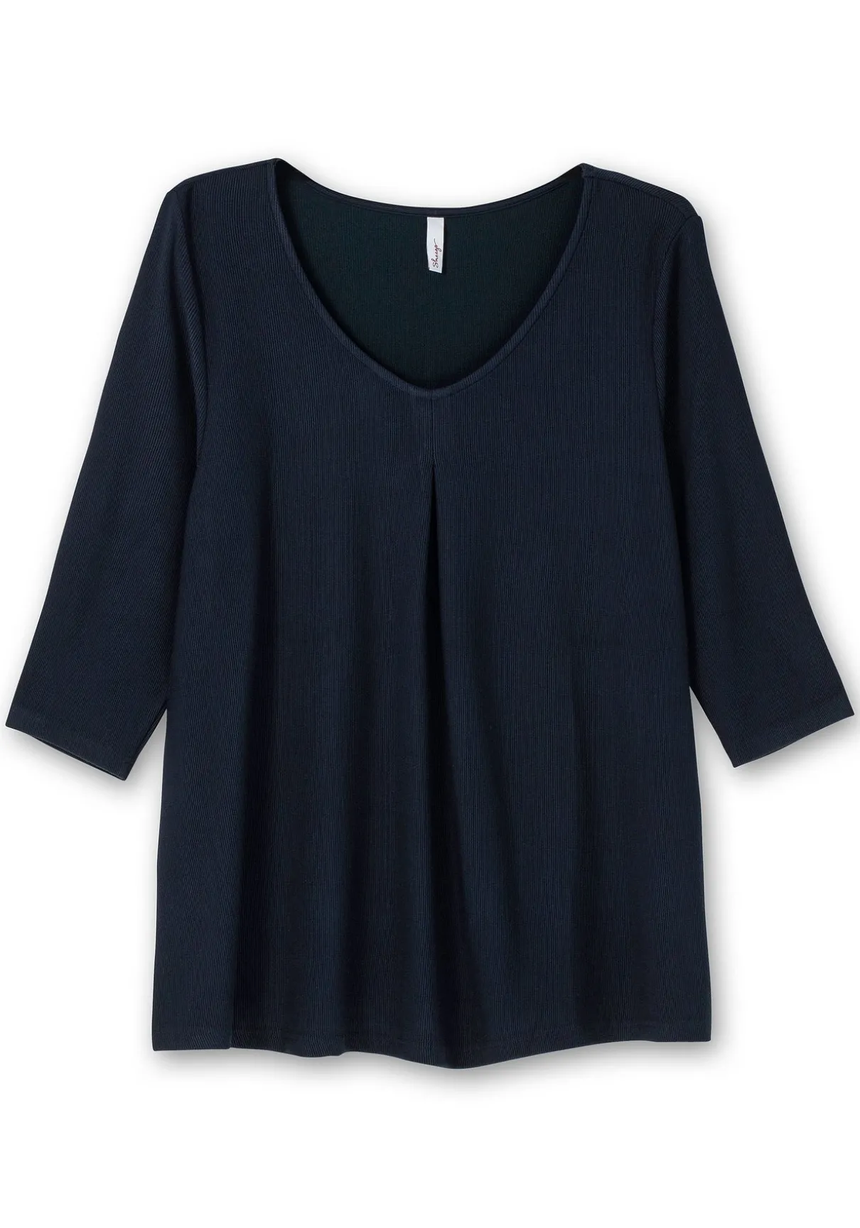 3/4-Arm-Shirt aus Rippjersey, mit Kellerfalte, in A-Linie