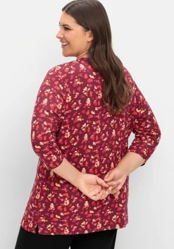 3/4-Arm-Shirt mit Blumendruck, aus Viskosejersey