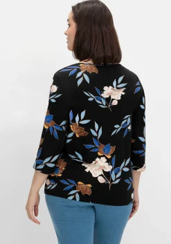 3/4-Arm-Shirt mit Blumenprint, aus Viskosejersey