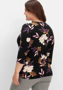 3/4-Arm-Shirt mit Blumenprint, aus Viskosejersey