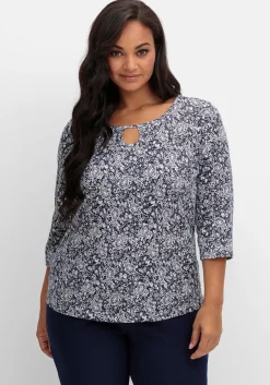 3/4-Arm-Shirt mit Cut-out am Ausschnitt