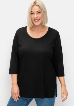 3/4-Arm-Shirt mit dezent glänzender Blende