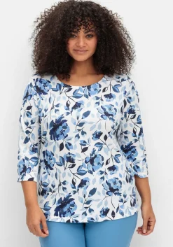 3/4-Arm-Shirt mit floralem Alloverdruck