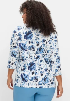 3/4-Arm-Shirt mit floralem Alloverdruck