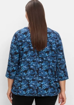 3/4-Arm-Shirt mit floralem Alloverdruck
