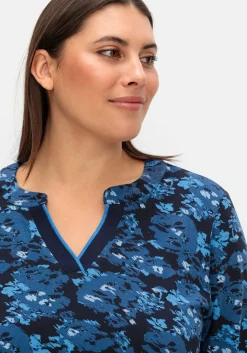 3/4-Arm-Shirt mit floralem Alloverdruck