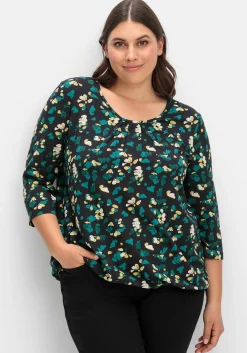 3/4-Arm-Shirt mit floralem Alloverdruck