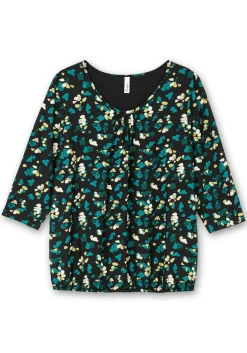 3/4-Arm-Shirt mit floralem Alloverdruck