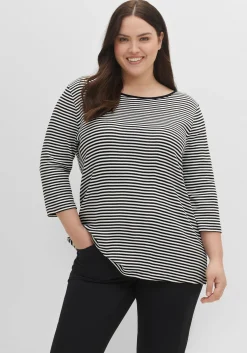 3/4-Arm-Shirt mit garngefärbten Ringeln