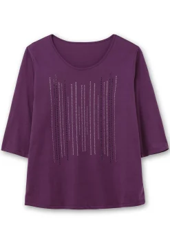 3/4-Arm-Shirt mit Glitzerstein-Applikation