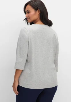 3/4-Arm-Shirt mit Glitzerstein-Applikation