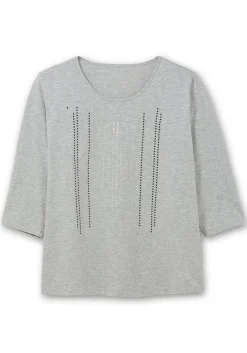 3/4-Arm-Shirt mit Glitzerstein-Applikation