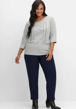 3/4-Arm-Shirt mit Glitzerstein-Applikation