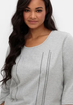 3/4-Arm-Shirt mit Glitzerstein-Applikation