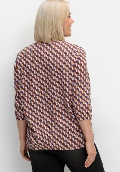 3/4-Arm-Shirt mit Grafikprint und Gummizugbund