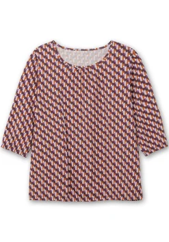 3/4-Arm-Shirt mit Grafikprint und Gummizugbund