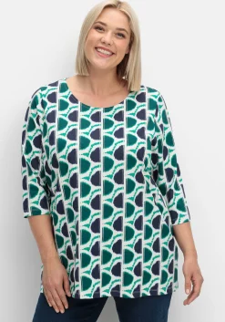 3/4-Arm-Shirt mit grafischem Retromuster