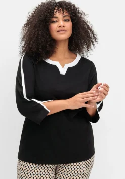 3/4-Arm-Shirt mit Kontrastdetails
