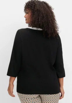 3/4-Arm-Shirt mit Kontrastdetails