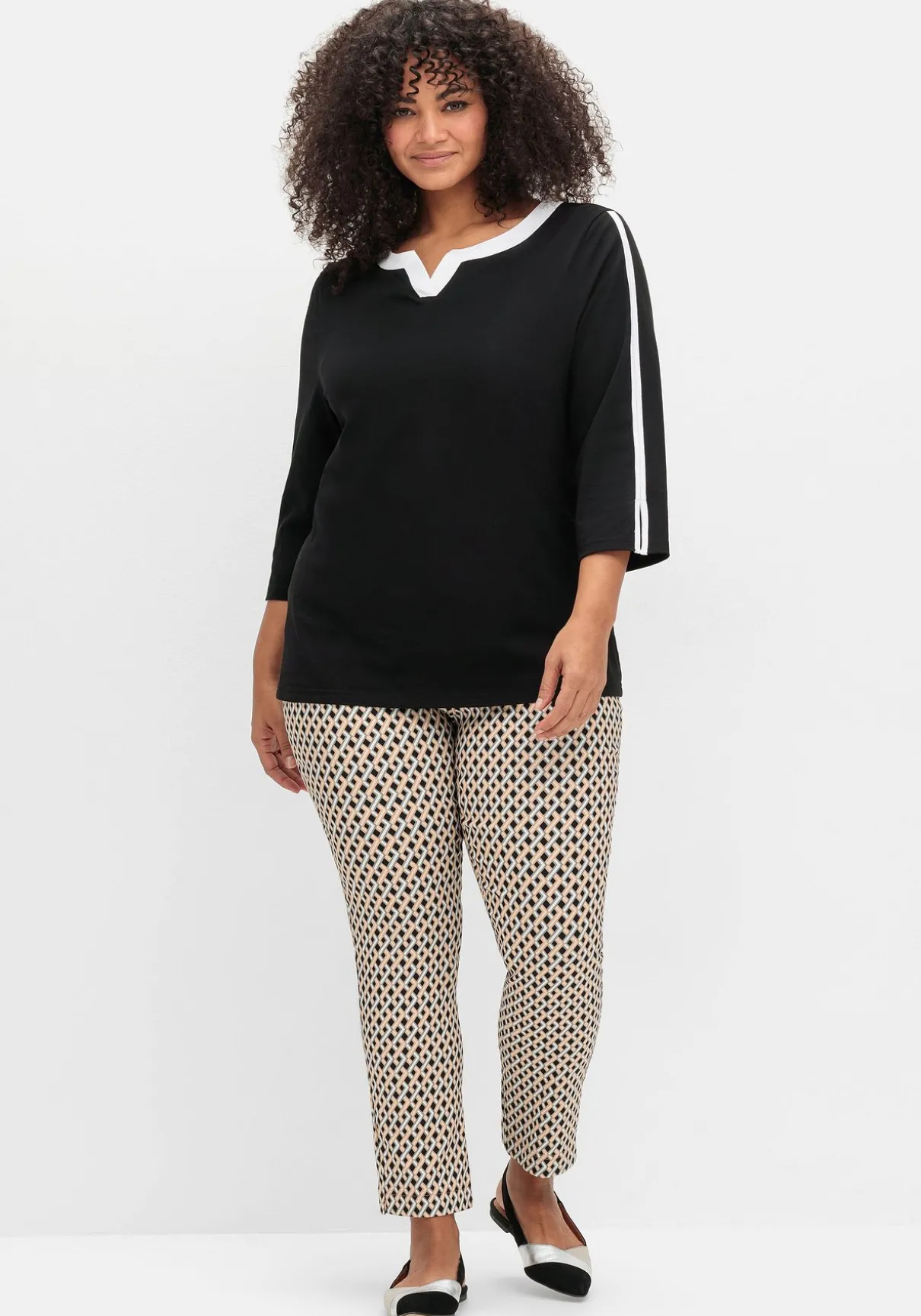 3/4-Arm-Shirt mit Kontrastdetails