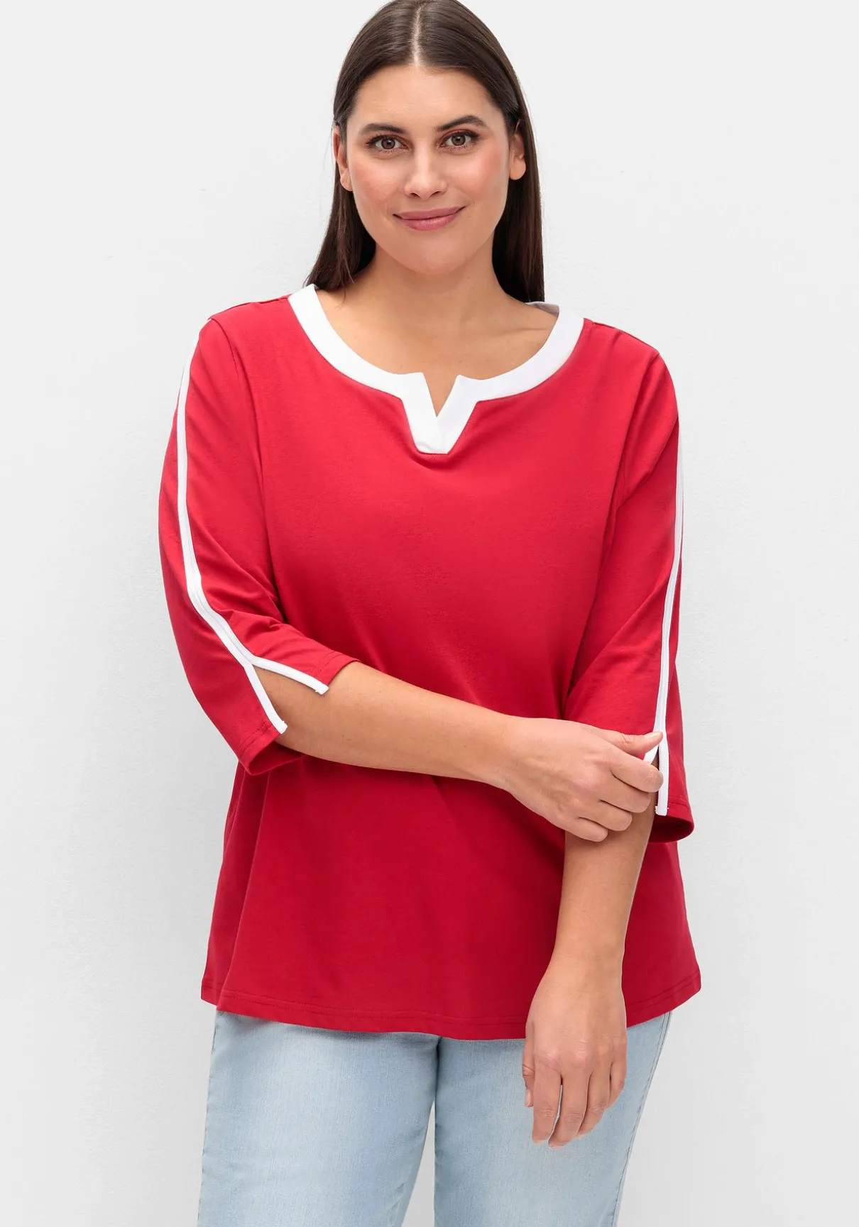 3/4-Arm-Shirt mit Kontrastdetails