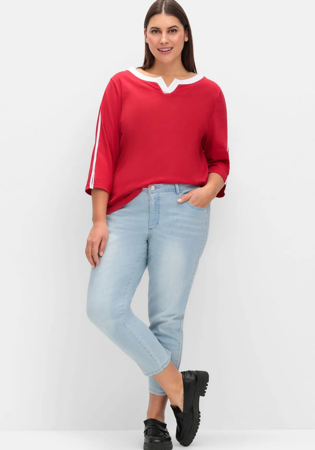 3/4-Arm-Shirt mit Kontrastdetails