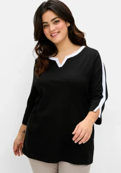3/4-Arm-Shirt mit Kontrastdetails