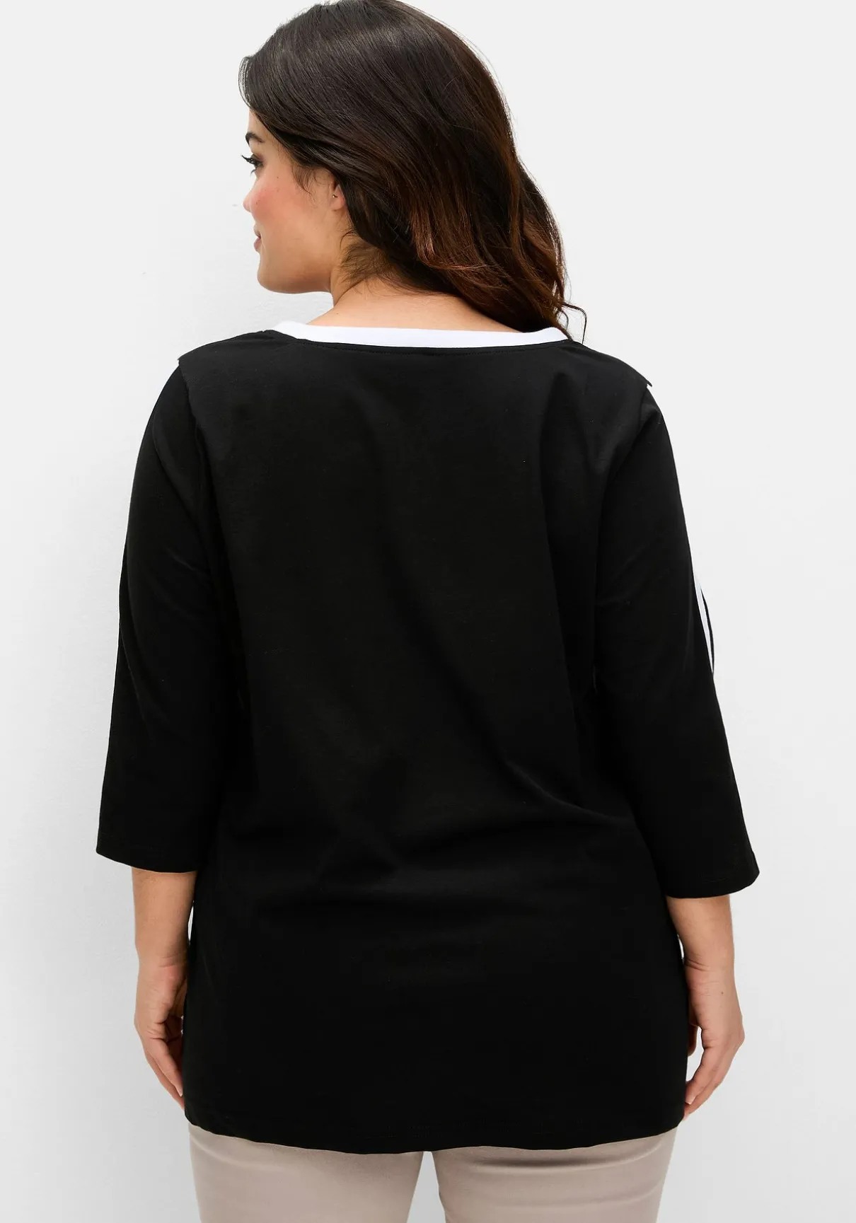 3/4-Arm-Shirt mit Kontrastdetails