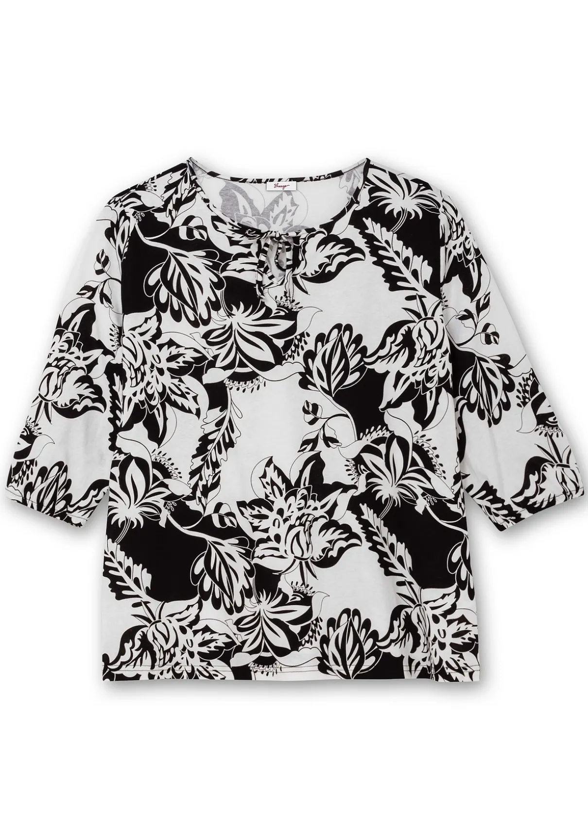 3/4-Arm-Shirt mit kontrastfarbenem Blütenprint