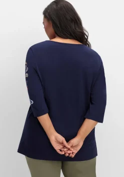 3/4-Arm-Shirt mit platziertem Paisley-Print