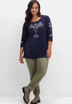 3/4-Arm-Shirt mit platziertem Paisley-Print