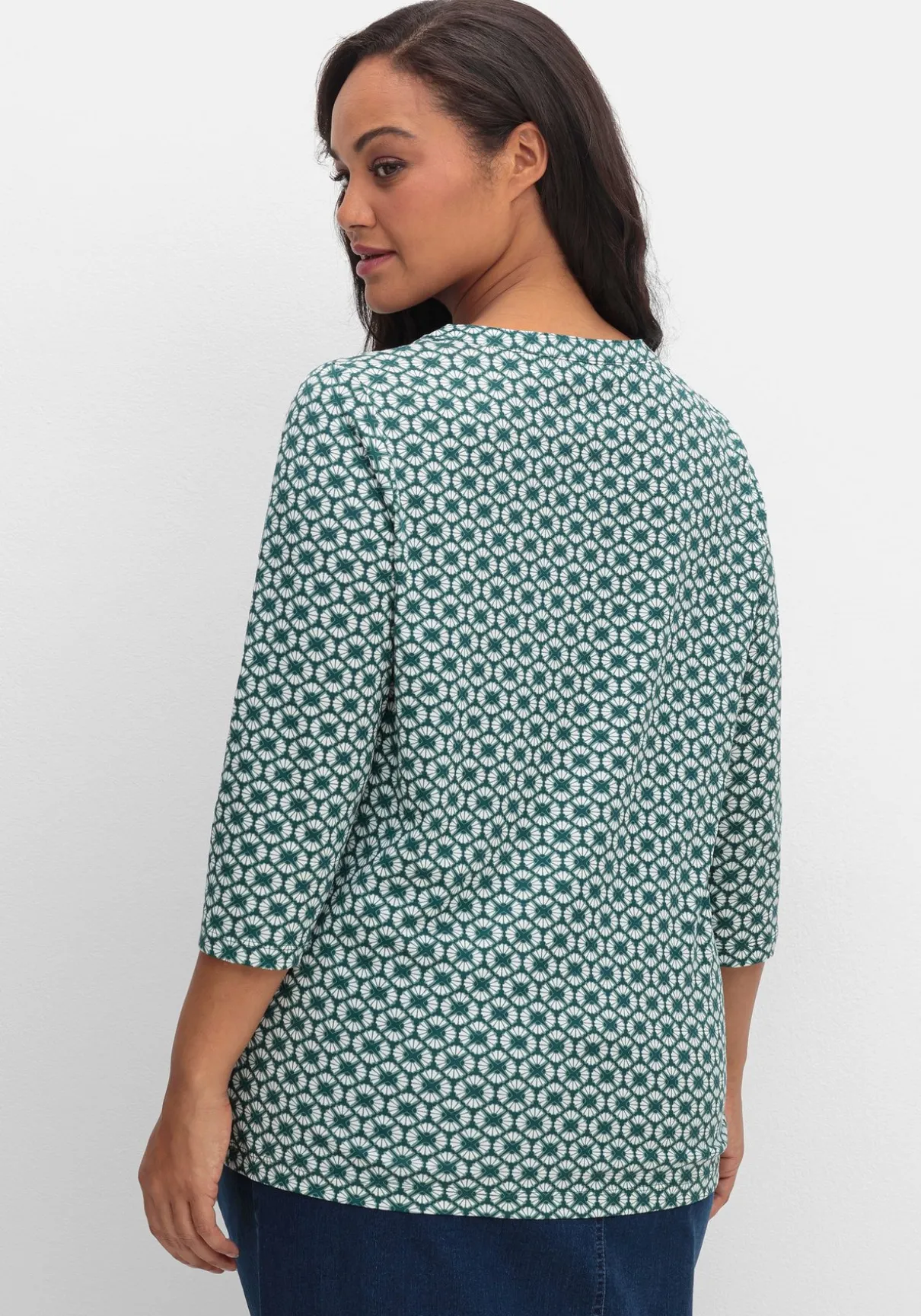 3/4-Arm-Shirt mit Retro-Alloverdruck