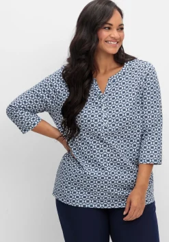 3/4-Arm-Shirt mit Retro-Alloverdruck