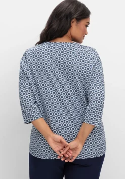 3/4-Arm-Shirt mit Retro-Alloverdruck