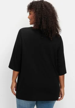 3/4-Arm-Shirt mit Rundhalsausschnitt, gerade Schnittform