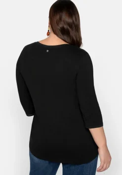 3/4-Arm-Shirt mit V-Ausschnitt, in leichter A-Linie