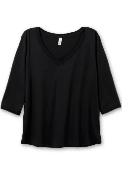 3/4-Arm-Shirt mit V-Ausschnitt, in leichter A-Linie