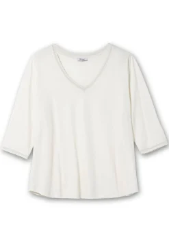 3/4-Arm-Shirt mit V-Ausschnitt, in leichter A-Linie